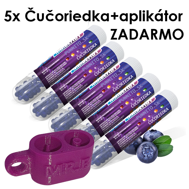 5x Čučoriedka  + aplikátor - 500ks pukacie guľôčky